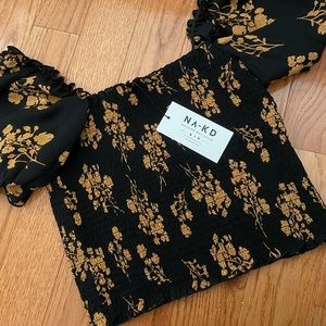 ASOS floral puff sleeve blouse